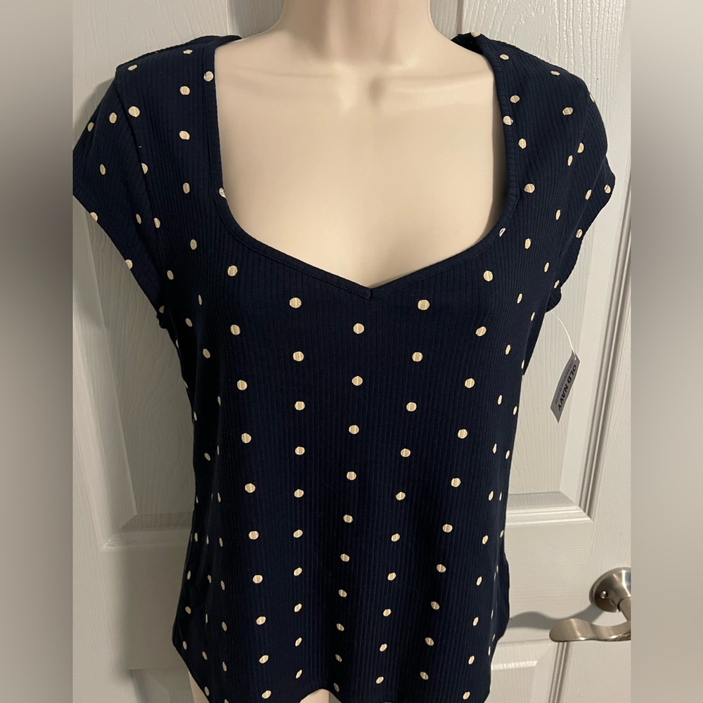 Women’s Old Navy Polka Dot Tee , Navy Blue, Size Large